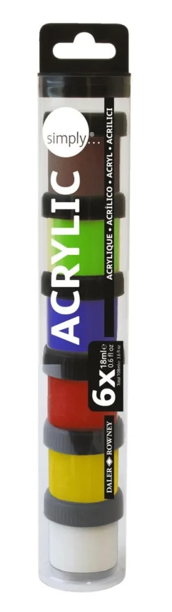 Akrylfärg Simply 18ml 6 färger