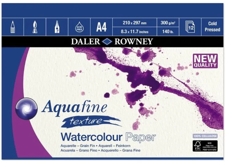 Akvarellblock A4 Aquafine Texture 300g 12blad