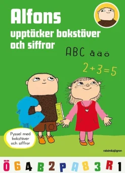 Alfons upptäcker bokstäver och siffror : pysselbok