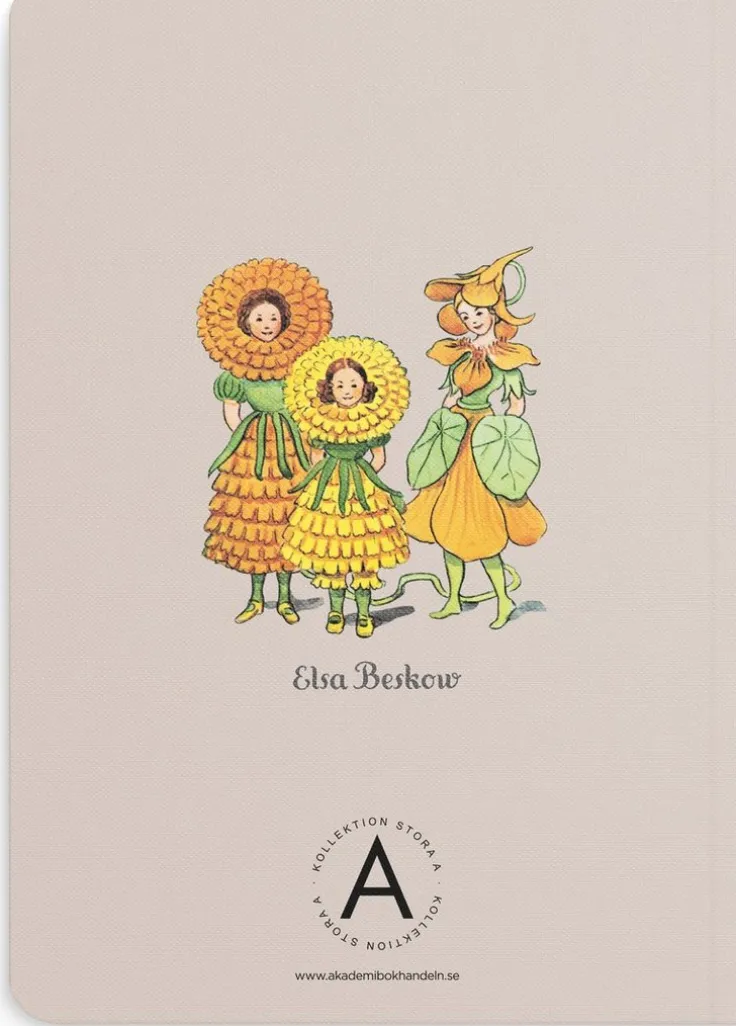 Anteckningsbok A5 Elsa Beskow Blomsterflickorna beige