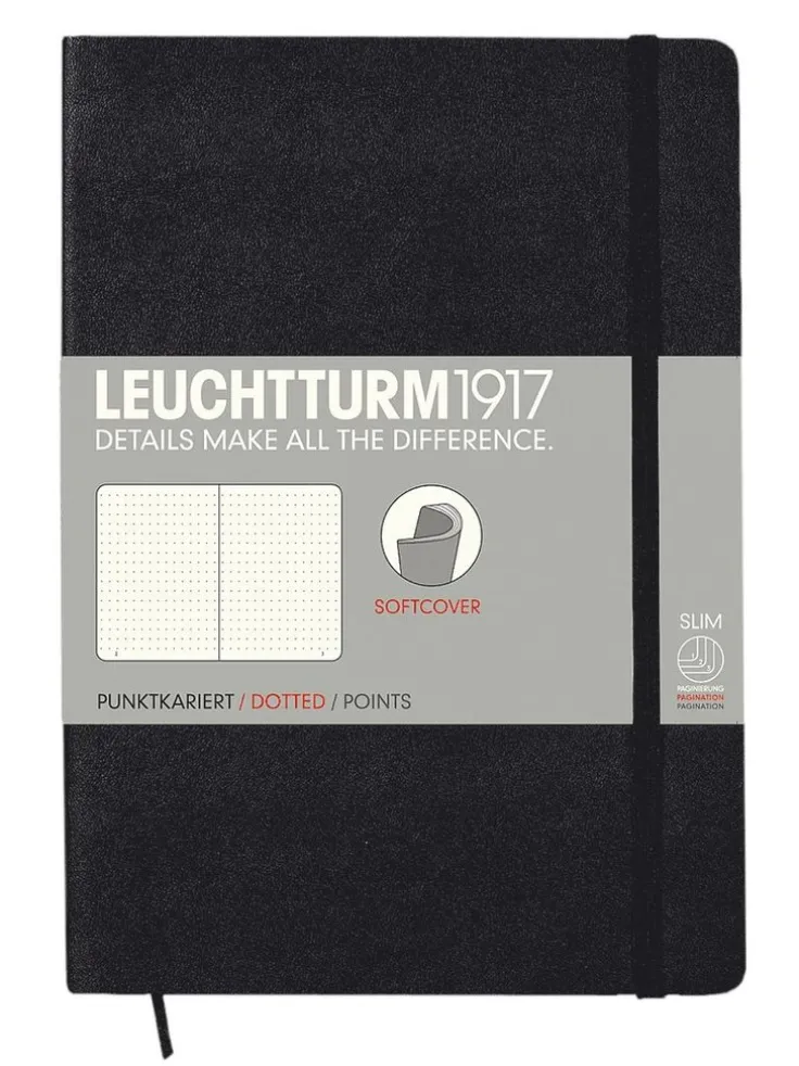 Anteckningsbok A5 Leuchtturm1917 dotted mjuk Black