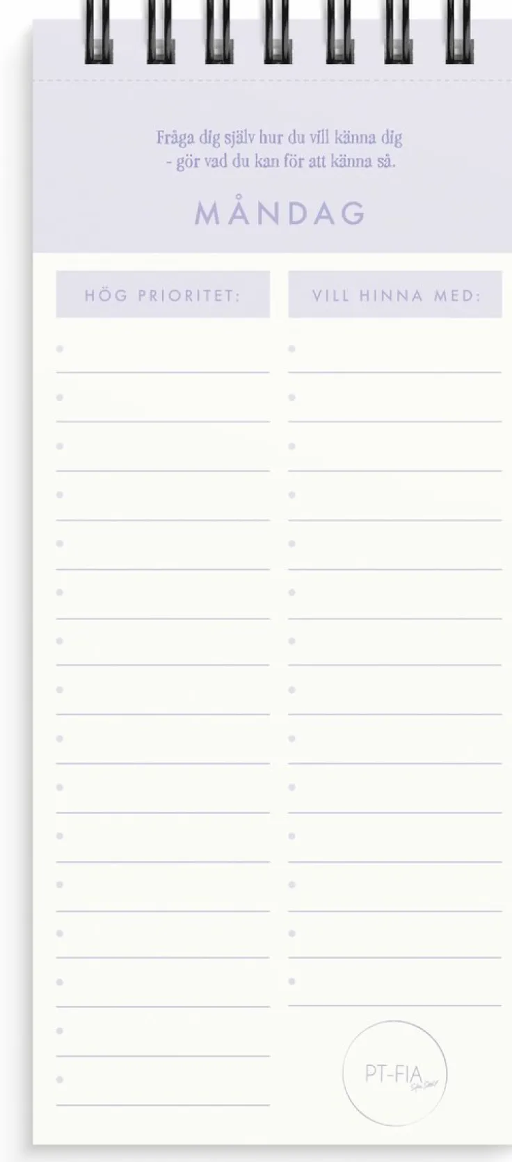 Att göra lista PT-Fia - Sofia Ståhl