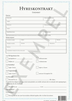 Blankett Hyreskontrakt lägenhet inkl borgensförbindelse