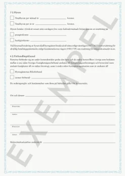 Blankett Hyreskontrakt lägenhet inkl borgensförbindelse