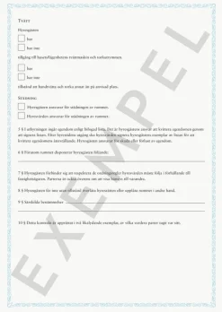 Blankett Hyreskontrakt möblerat rum