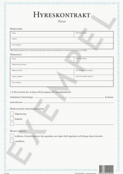 Blankett Hyreskontrakt villa
