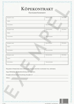 Blankett Köpekontrakt Fastighet/Tomträtt