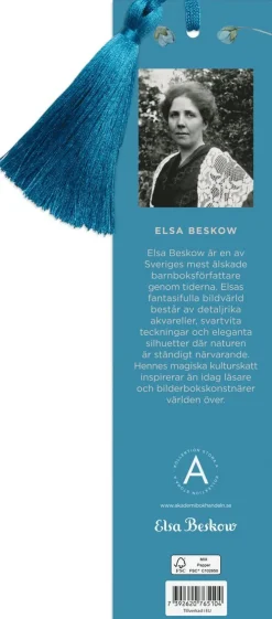 Bokmärke Elsa Beskow Blåsippor och tussilago blå