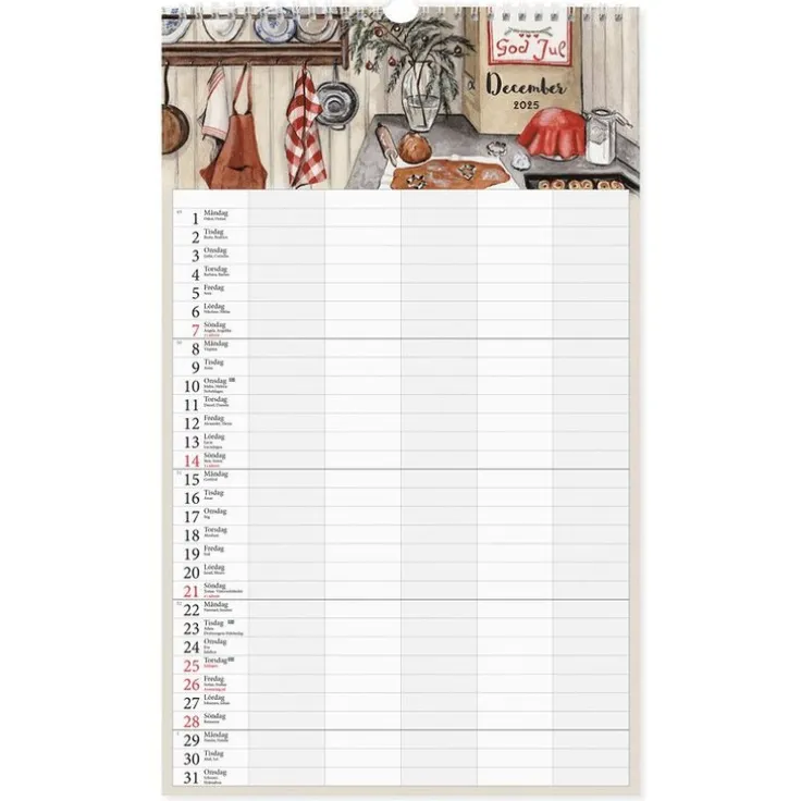 Familjekalender 2025 Design Kajsa Hagelin
