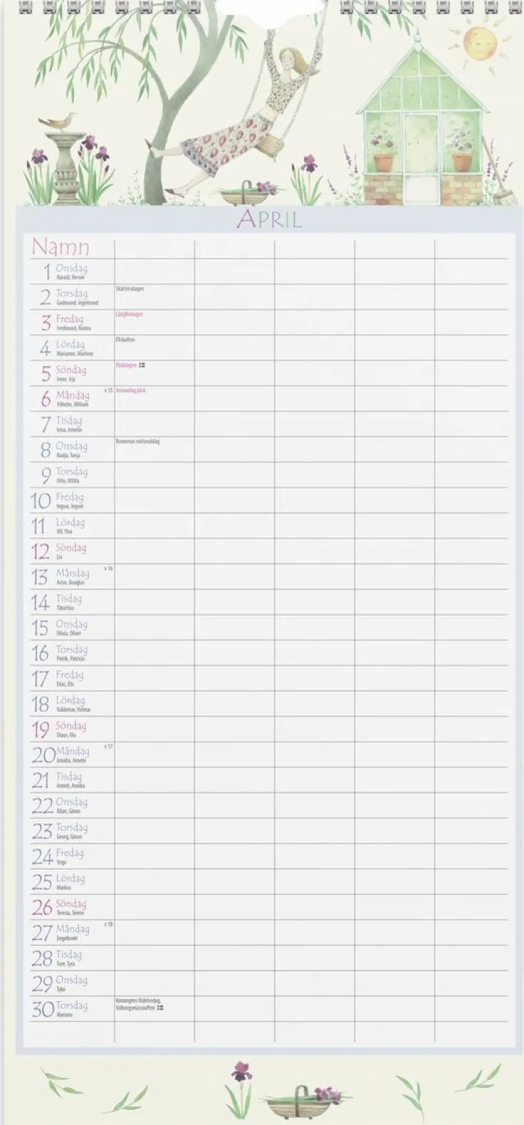 Familjekalender 2026 Magic Garden