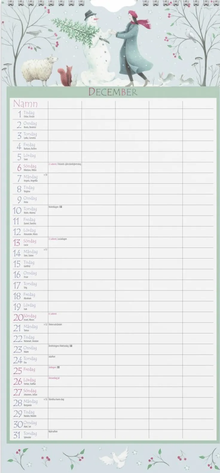 Familjekalender 2026 Magic Garden