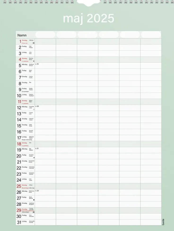 Familjekalender 2025 Praktisk
