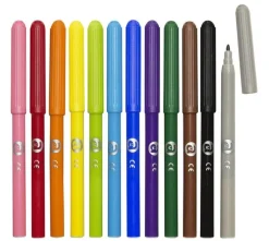 Fiberspetspenna 12 färger