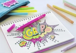 Fiberspetspenna Grip 10 färger neon/pastell