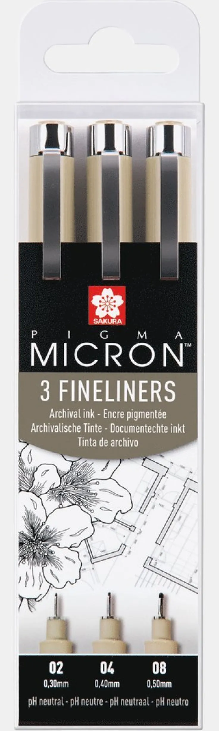 Fiberspetspenna Pigma Micron 3-pack svart