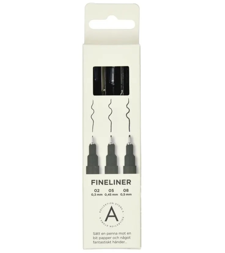Fineliner 3-pack svart