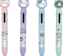 Flerfärgspenna 6 färger Katt - lila, rosa, blå, turkos