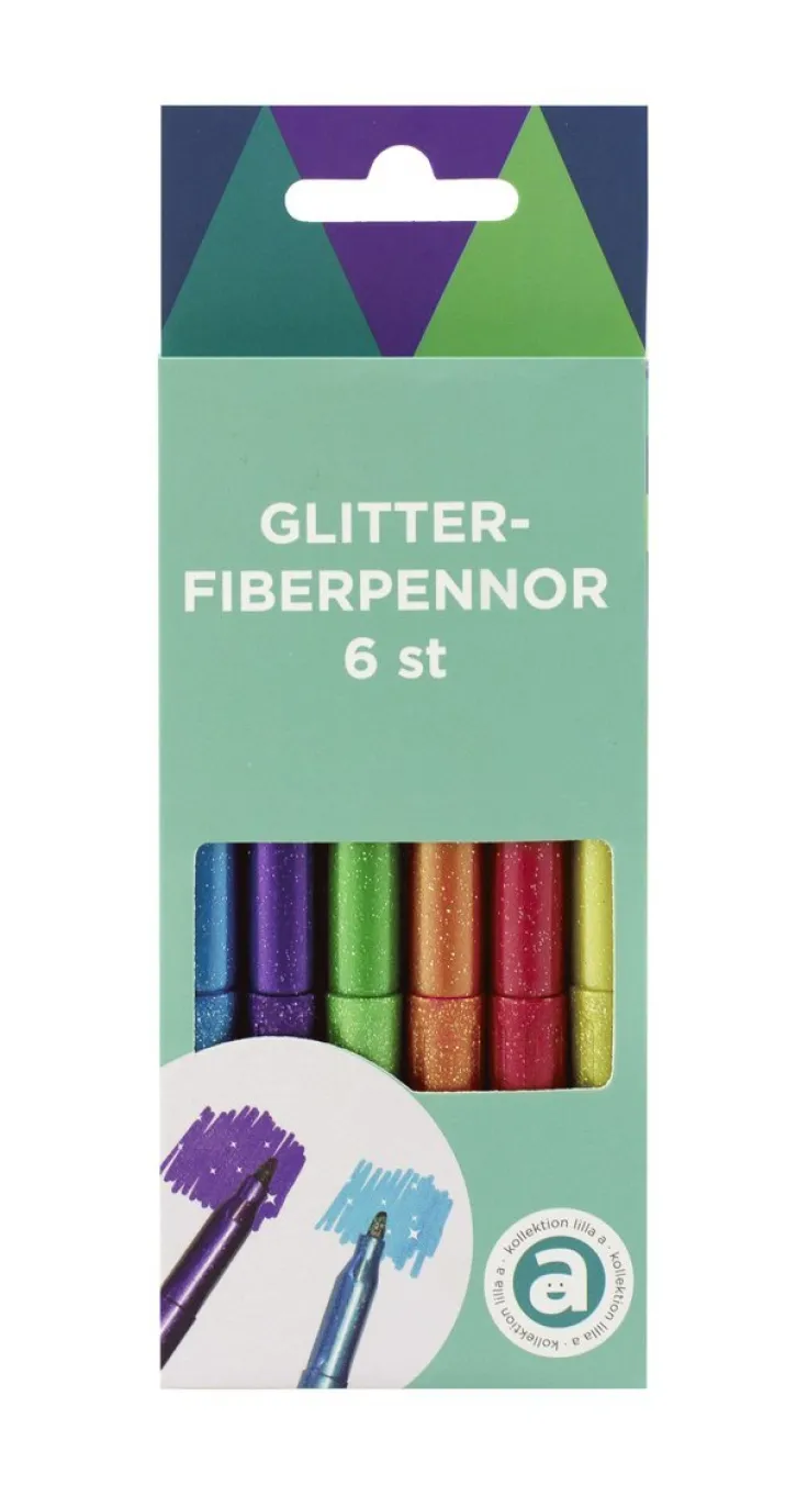 Glitterpenna 6 färger