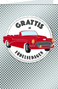 Gratulationskort med kuvert - Röd Cabriolet