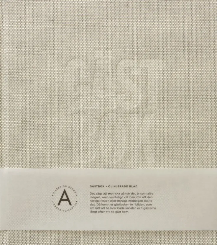 Gästbok 210x240mm textil beige