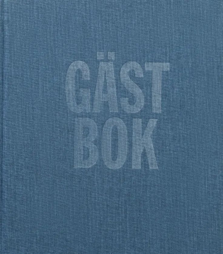 Gästbok 210x240mm textil blågrön