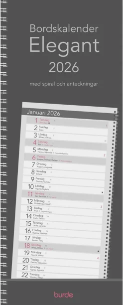 Kalender 2026 Bordskalender Elegant spiral