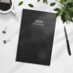 Kalender 2025 Kontorskalender svart konstläder