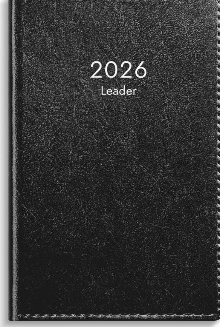 Kalender 2026 Leader svart konstläder inb