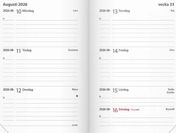 Kalender 2026 Leader svart konstläder inb