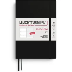Kalender 2025-2026 Leuchtturm A5 Vecka/Uppslag notes 18mån mjuk svart