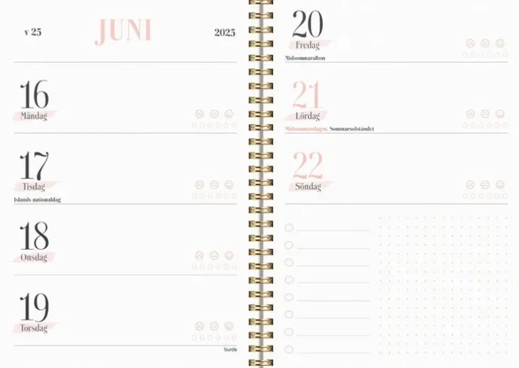 Kalender 2025-2026 Life Planner Pink Horisontell