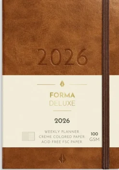 Kalender 2026 Liten Veckokalender Forma Deluxe brun