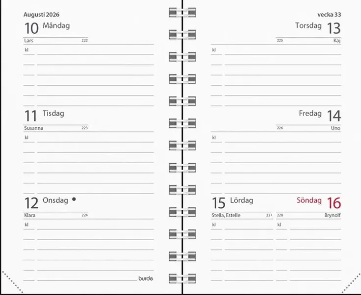 Kalender 2026 Mini svart plast