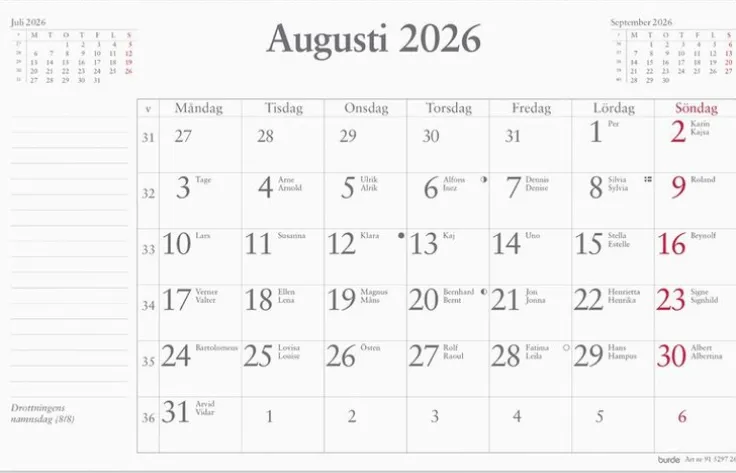 Kalender 2026 Månadsblock 240x152 mm