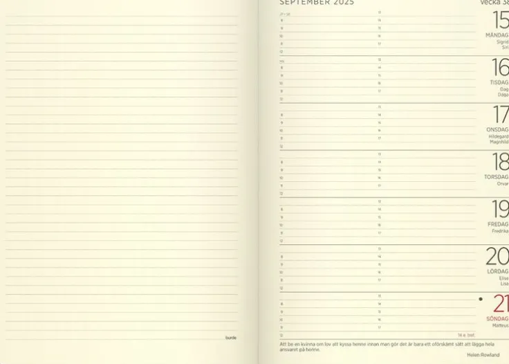 Kalender 2025 Stor Veckokalender Forma Deluxe brun