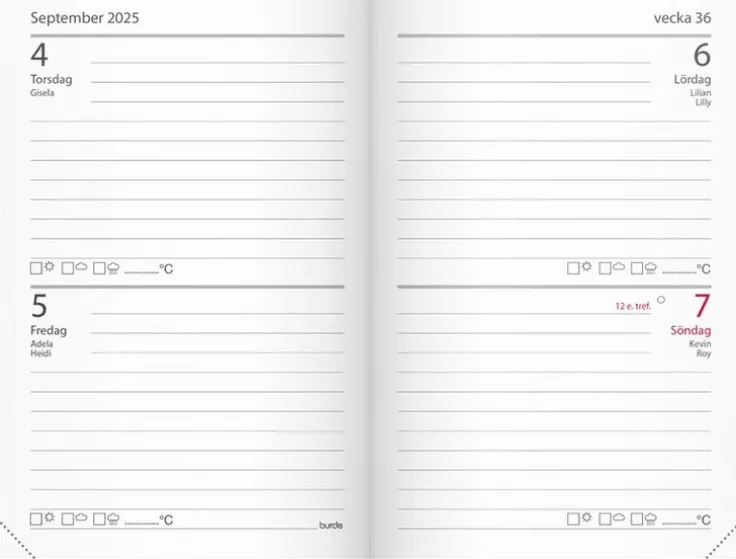 Kalender 2025 Stora Fick svart konstläder