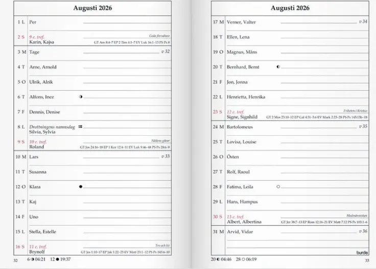 Kalender 2026 Sveriges Almanacka