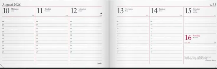 Kalender 2026 Veckokalendern svart plast