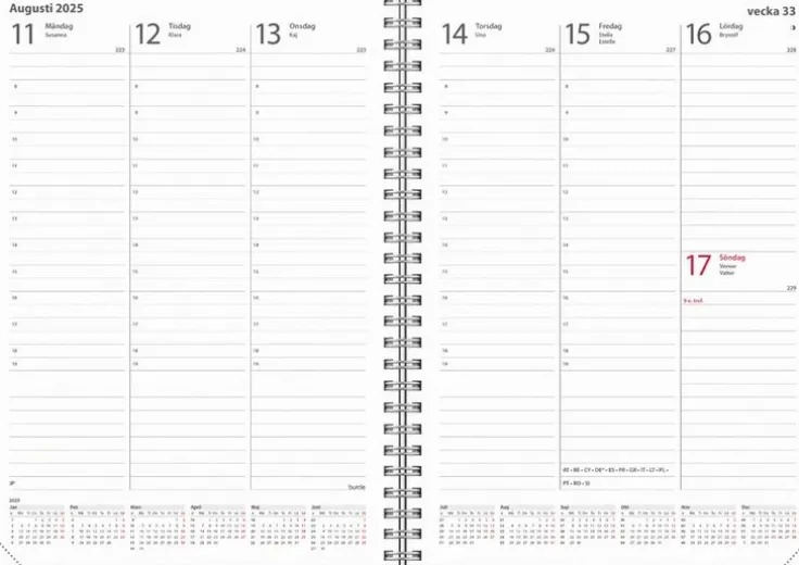 Kalender 2025 Weekly A5 beige konstläder Amelia