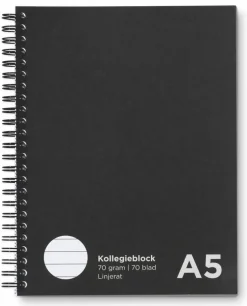 Kollegieblock A5 linjerat svart