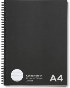 Kollegieblock A4 linjerat svart
