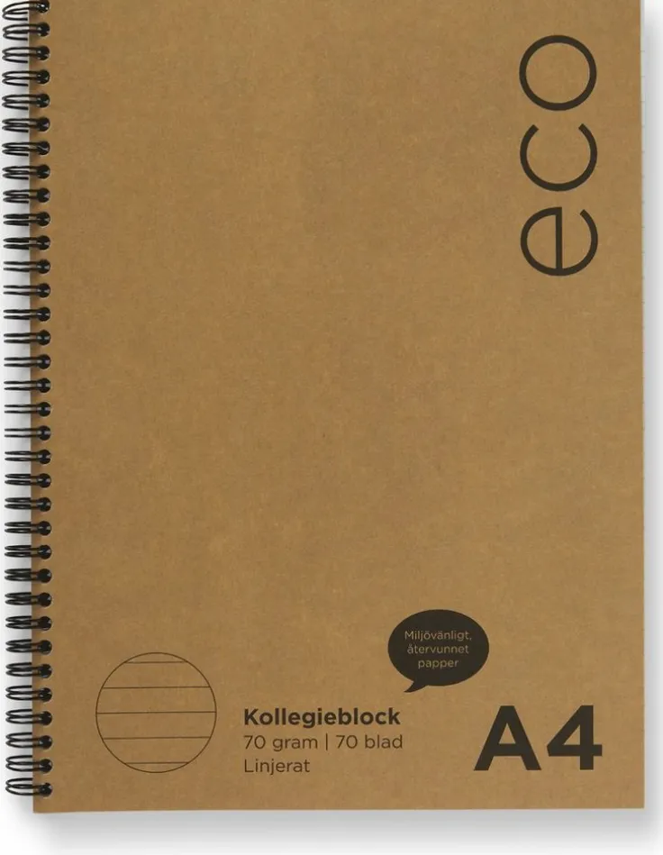 Kollegieblock A4 linjerat ECO