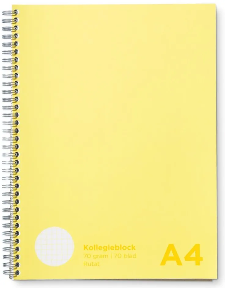 Kollegieblock A4 rutat gul
