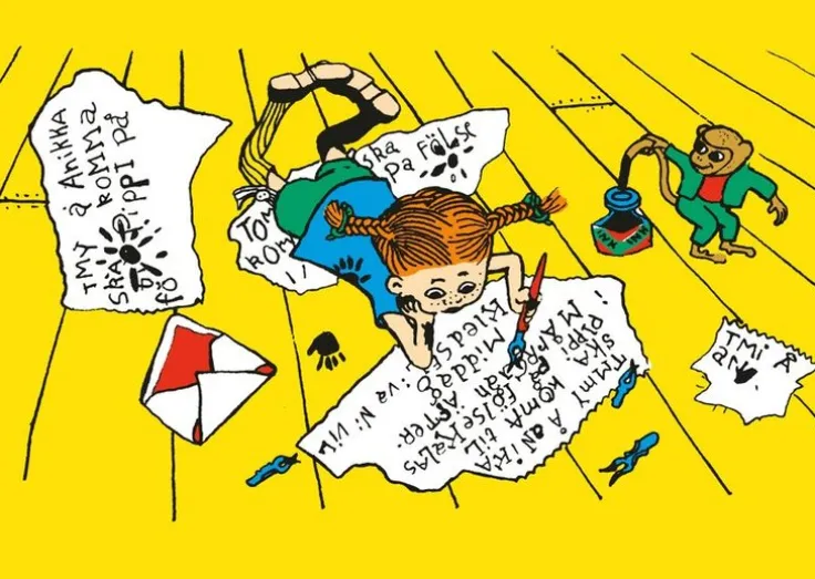 Kort Pippi Långstrump - skriver