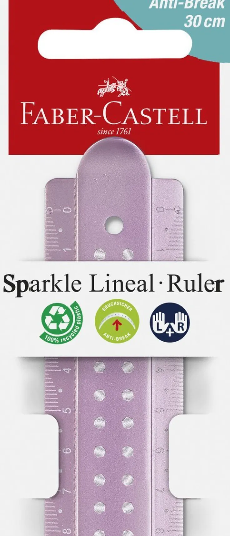 Linjal 30cm Anti-break lila, rosa, turkos