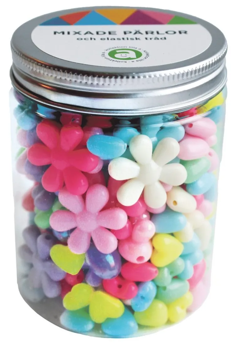 Mixade pärlor i burk