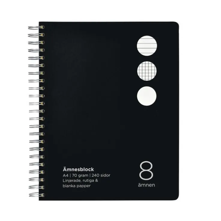 Ämnesblock A4 - 8 flikar kartong svart