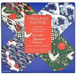 Origami Klassiska Japanska mönster 75 ark i 5 motiv