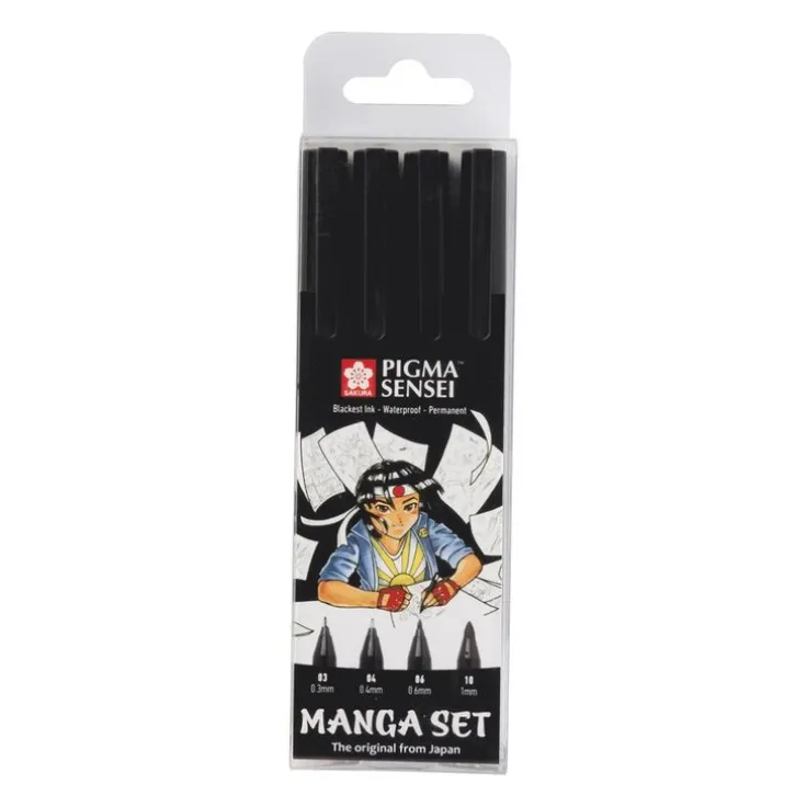 Pennset Pigma Manga Sensei 4-pack svart