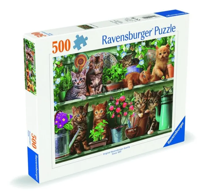 Pussel 500 bitar - Cats on the Shelf
